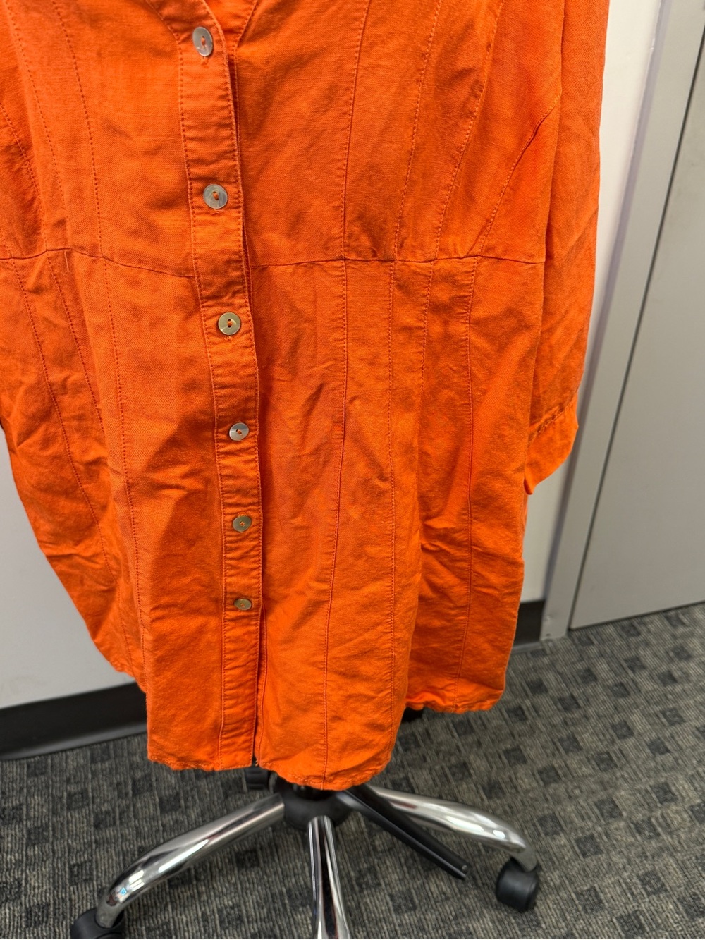 Ashley Stewart Orange Button-Front Tunic Shirt 3/4 Sleeve Plus Size - Picture 3 of 14